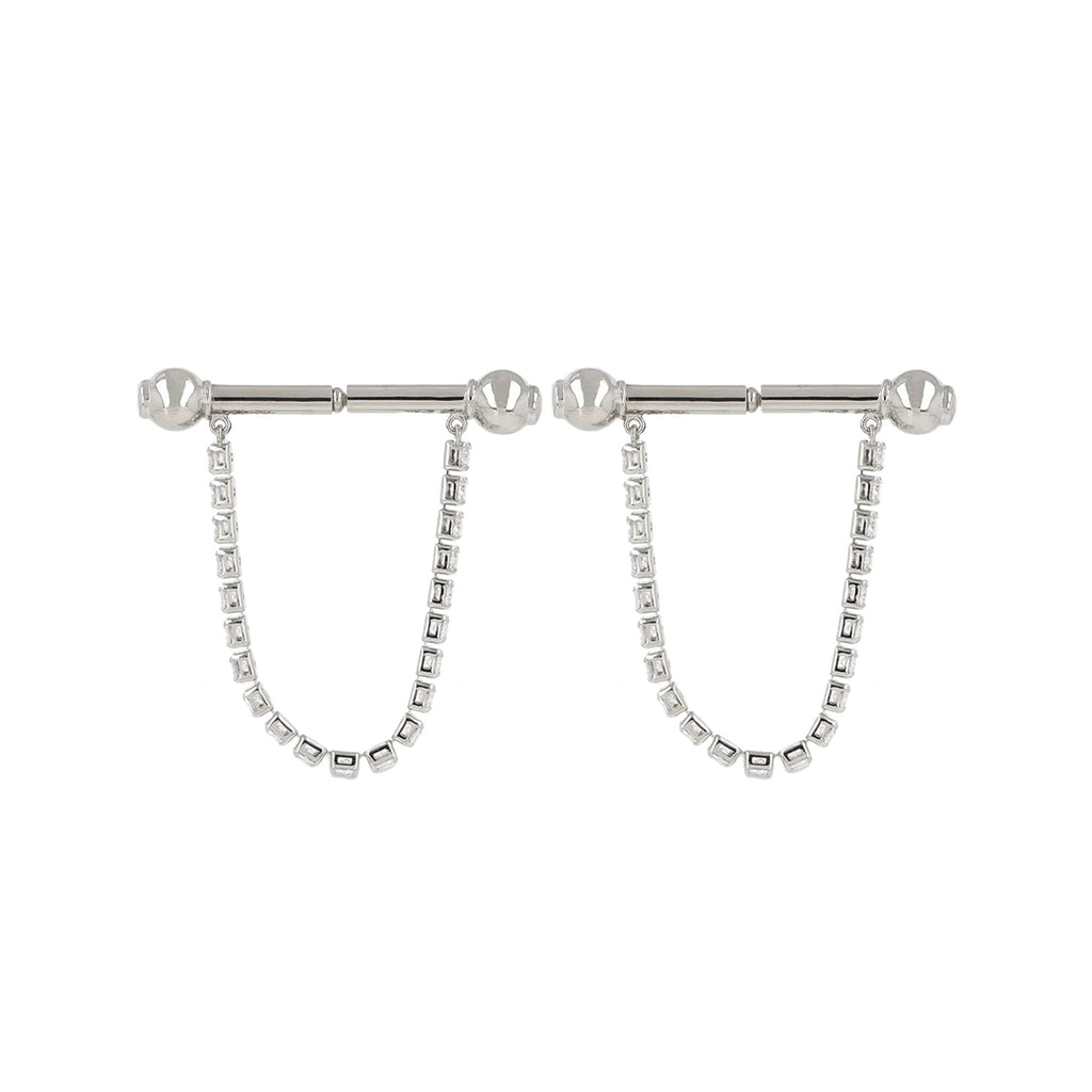 The crystal Barbells large earrings in silver colour from the brand PANCONESI