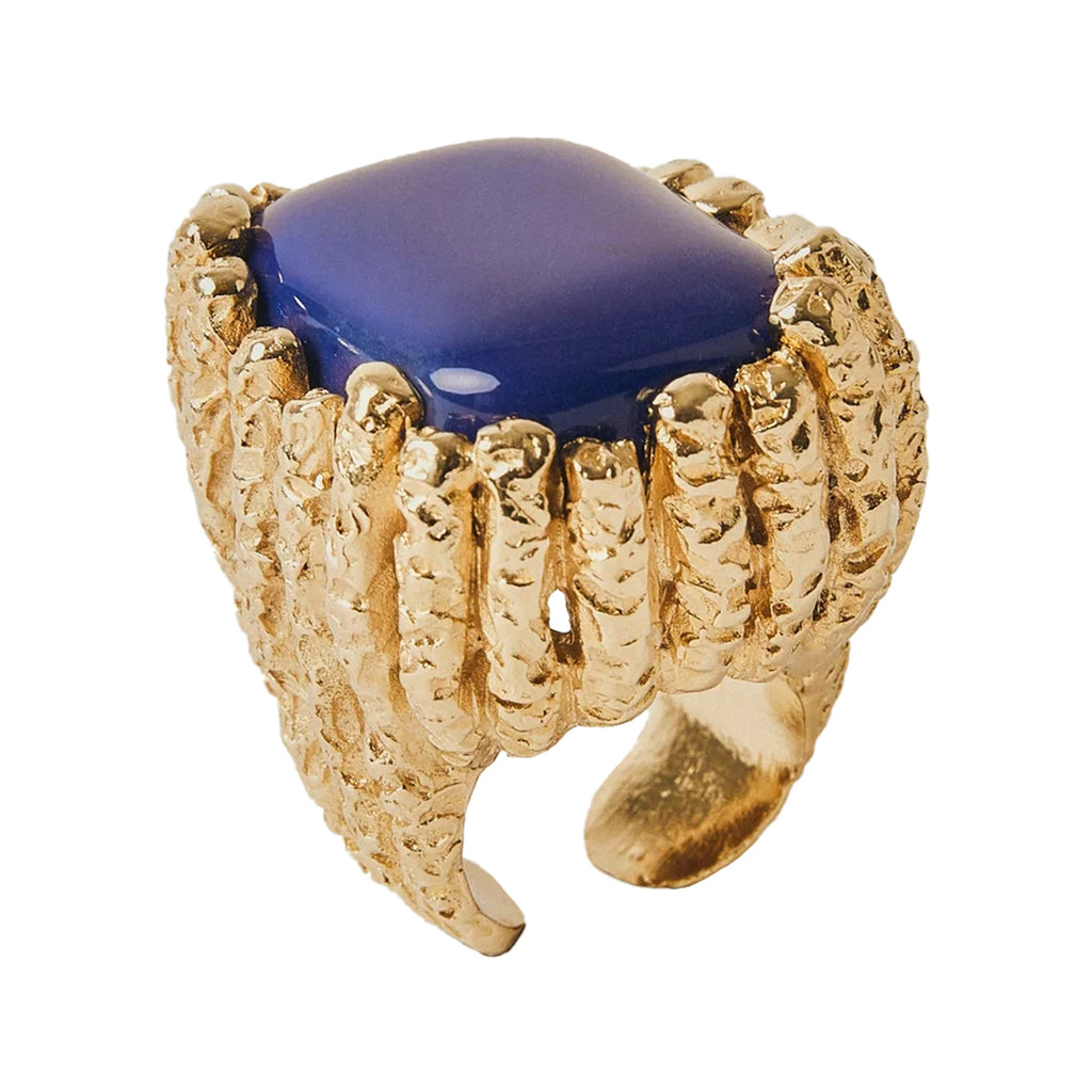 The Bosco ring in gold and blue colours from the brand PAOLA SIGHINOLFI