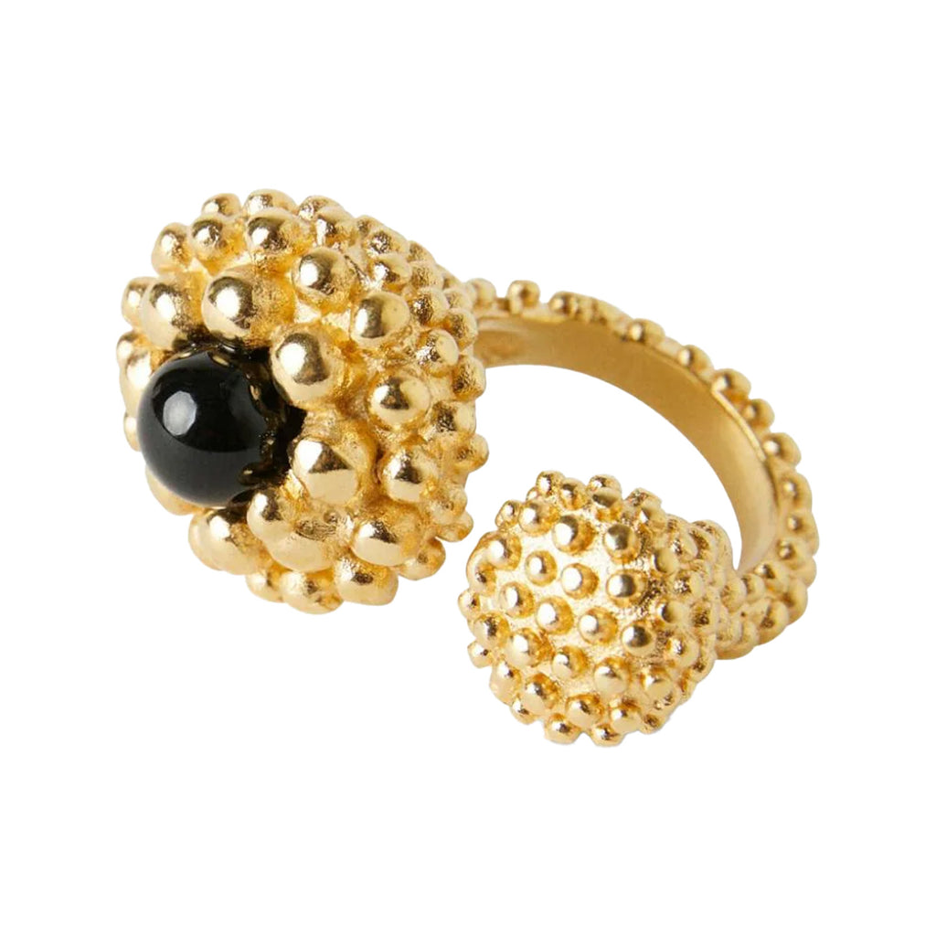 The Karpos ring in gold and black colors from the brand PAOLA SIGHINOLFI