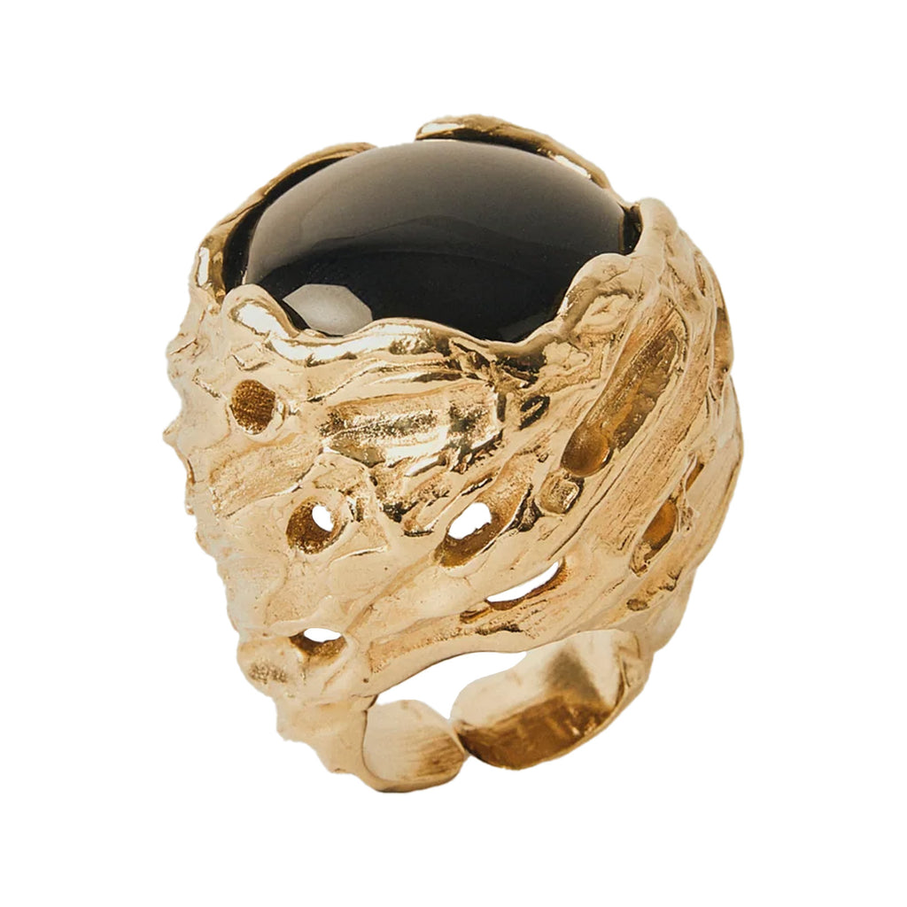 The Pietra ring in gold and black colours from the brand PAOLA SIGHINOLFI