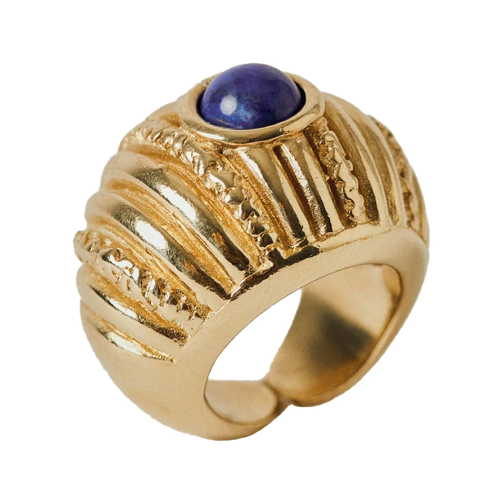 The Reef ring in gold and blue colours from the brand PAOLA SIGHINOLFI