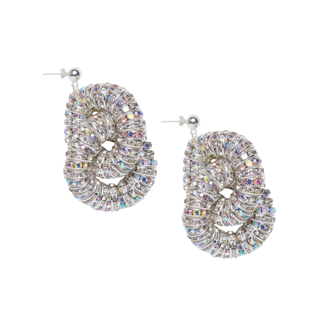 The Diamond Tire earrings in silver and dark purple colours from the brand PEARL OCTOPUSS.Y