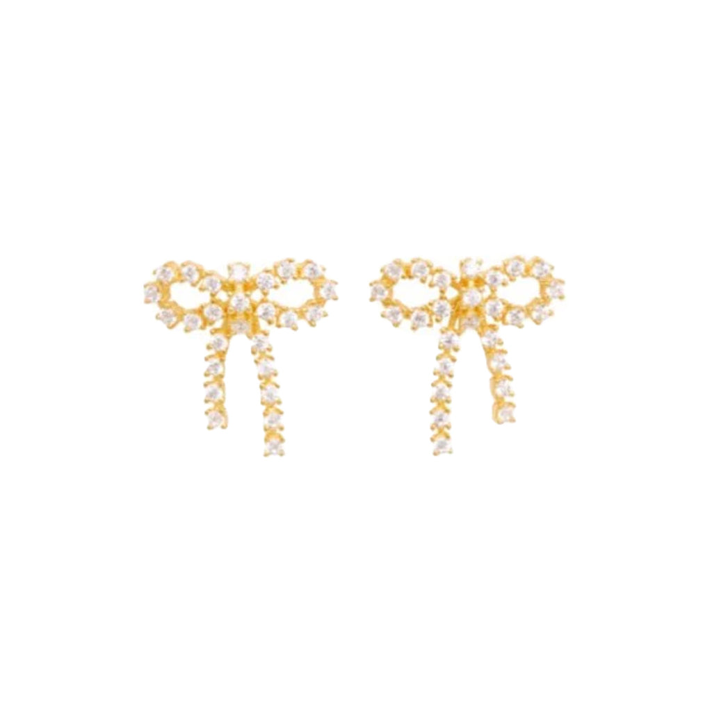 The Arco Small Crystal stud earrings in gold and clear colours from the brand PICO COPENHAGEN