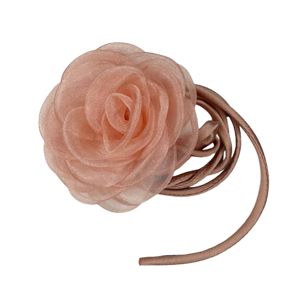 The organza rose string choker in warm powder colour from the brand PICO