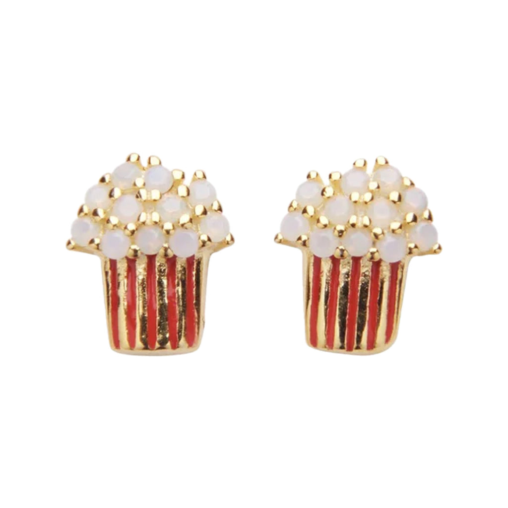 The Popcorn Crystal stud earrings in gold and red colours from the brand PICO COPENHAGEN