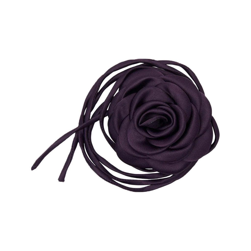 The Satin Rose string choker in aubergine colour from the brand PICO COPENHAGEN