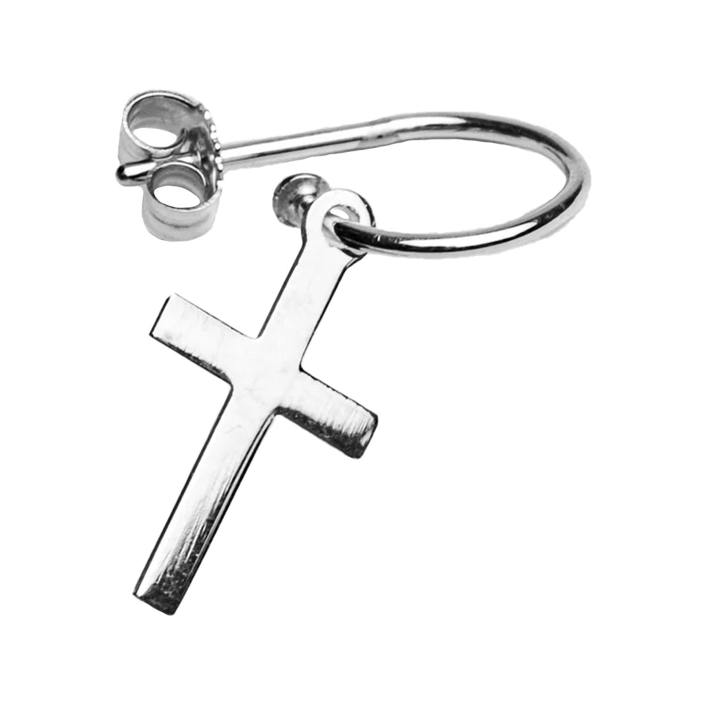 The cross single earring in silver color from the brand SASKIA DIEZ